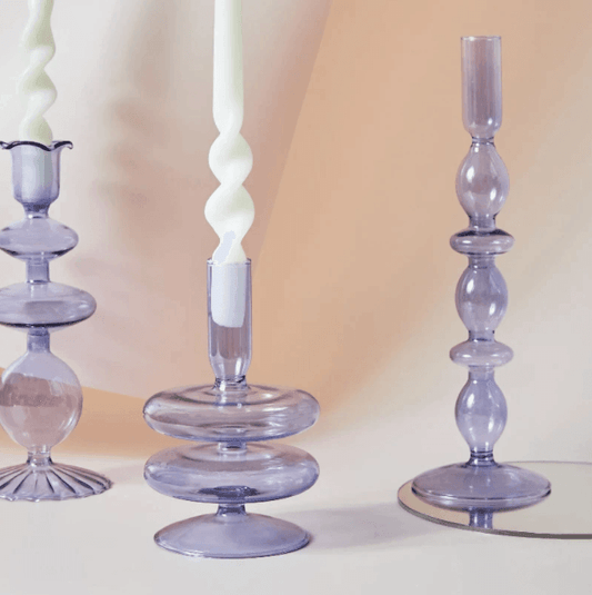 Lilac Glass Candlesticks / Vase - huemabe - Creative Home Decor