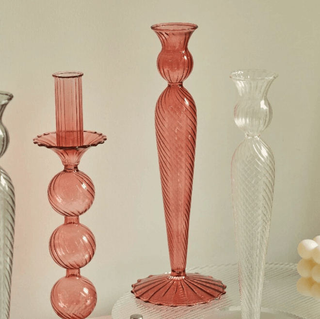 Nordic Glass Taper Candlestick Holder - huemabe - Creative Home Decor