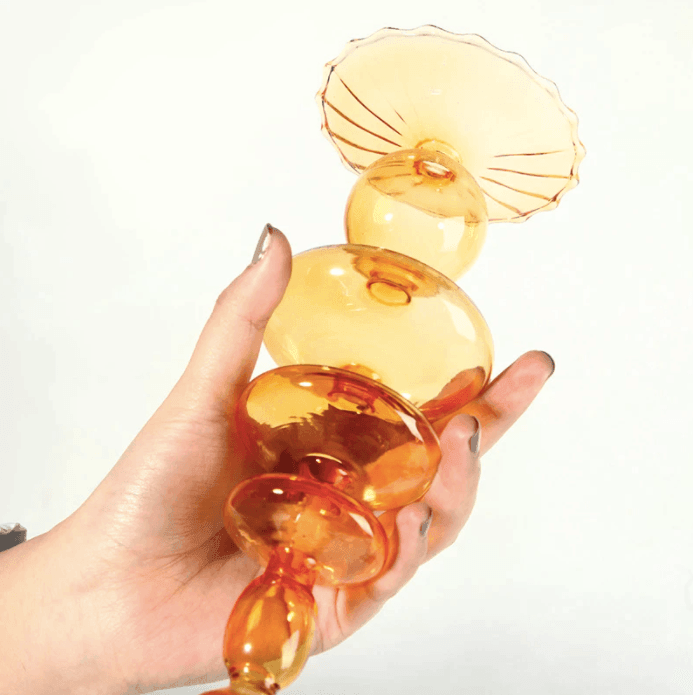 Orange Glass Candlesticks / Vase - huemabe - Creative Home Decor