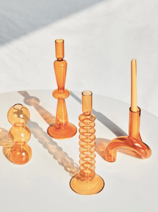 Orange Glass Candlesticks / Vase - huemabe - Creative Home Decor
