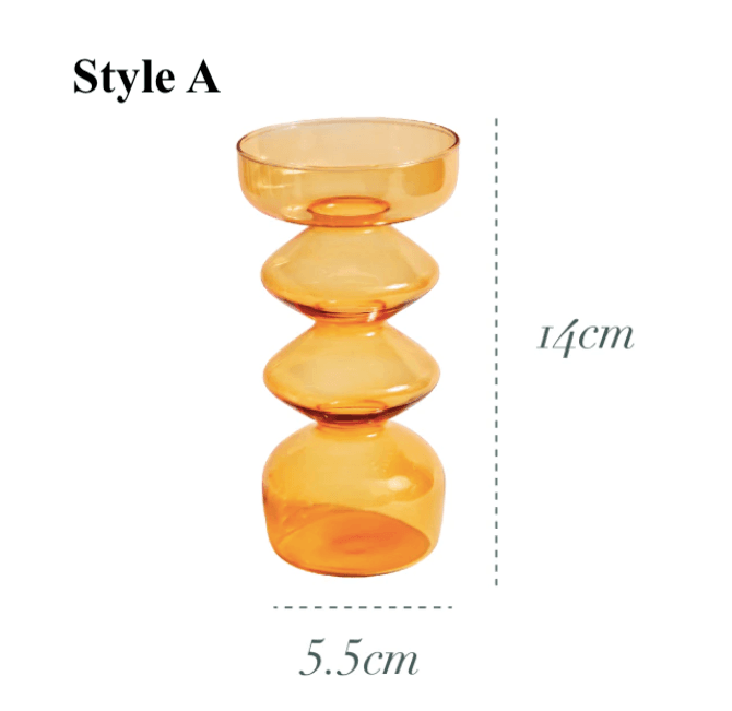 Orange Glass Candlesticks / Vase - huemabe - Creative Home Decor