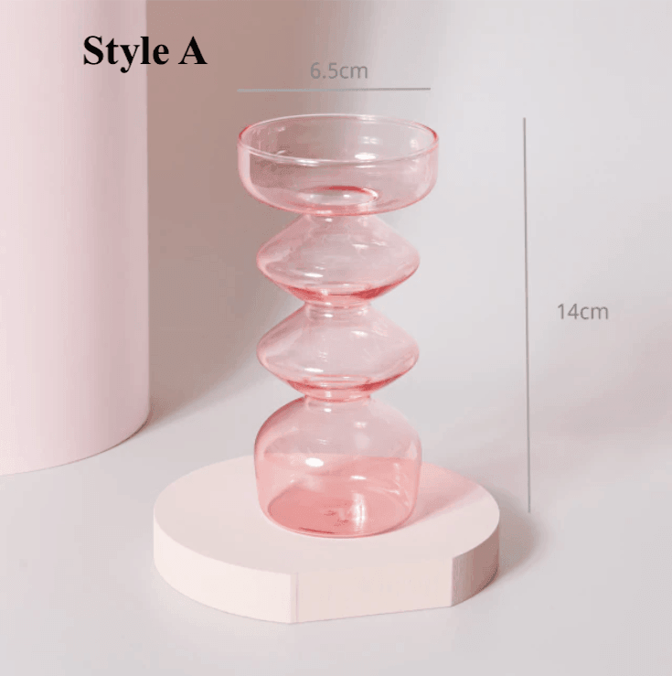 Pink Glass Candlesticks / Vase - huemabe - Creative Home Decor