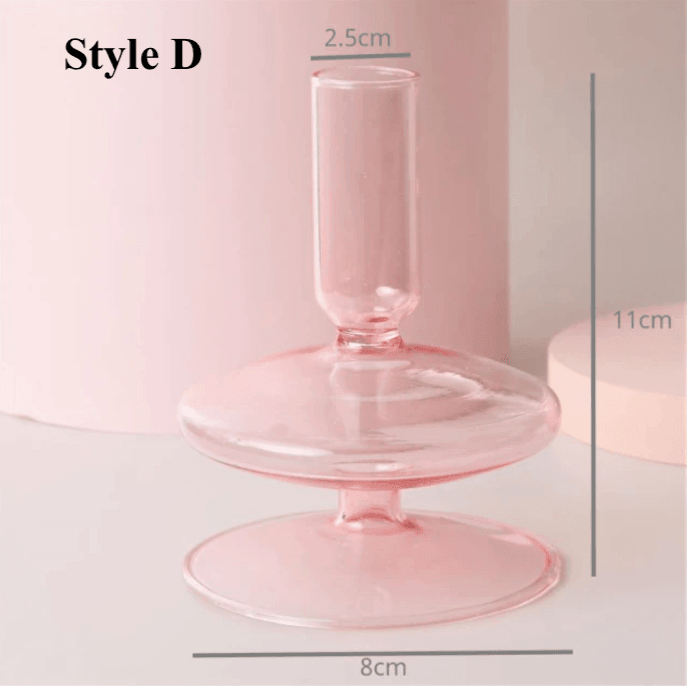Pink Glass Candlesticks / Vase - huemabe - Creative Home Decor