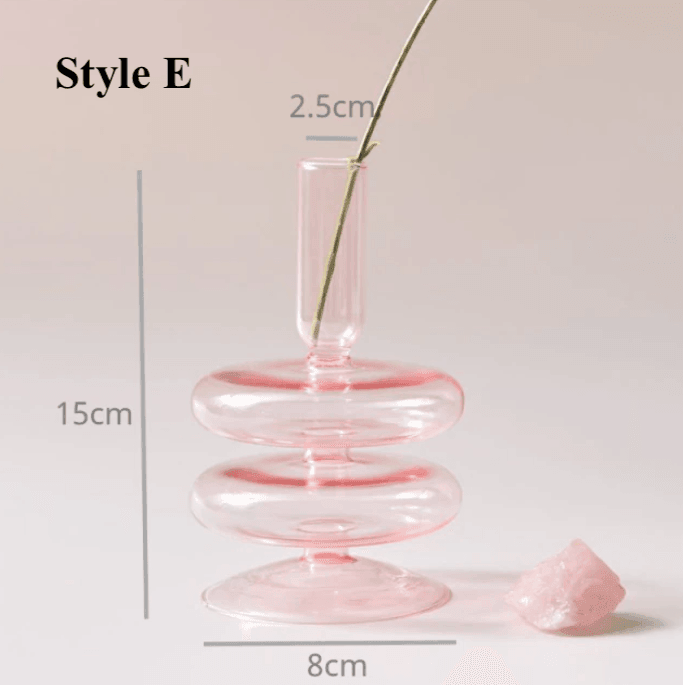 Pink Glass Candlesticks / Vase - huemabe - Creative Home Decor