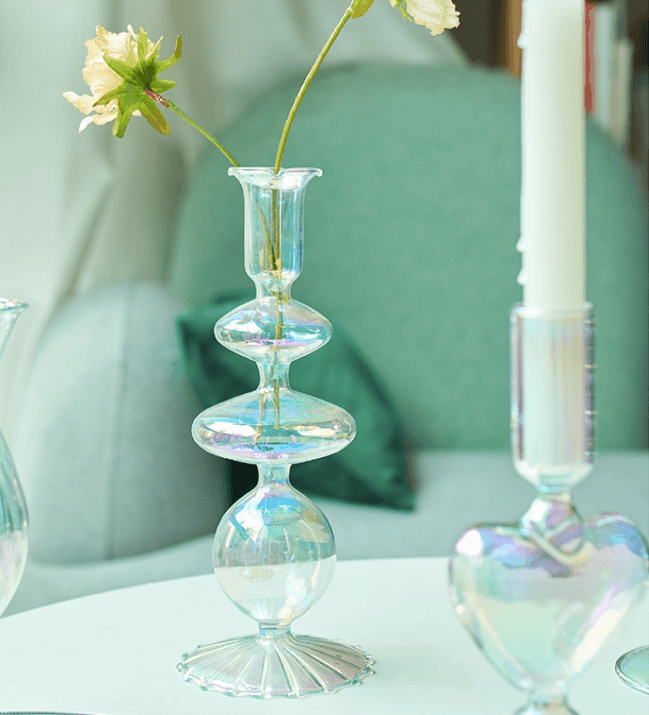 Rainbow Glass Candlesticks / Vase - huemabe - Creative Home Decor