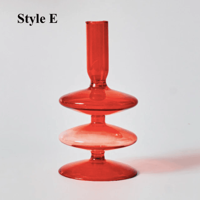 Red Glass Taper Candle Holder - huemabe - Creative Home Decor