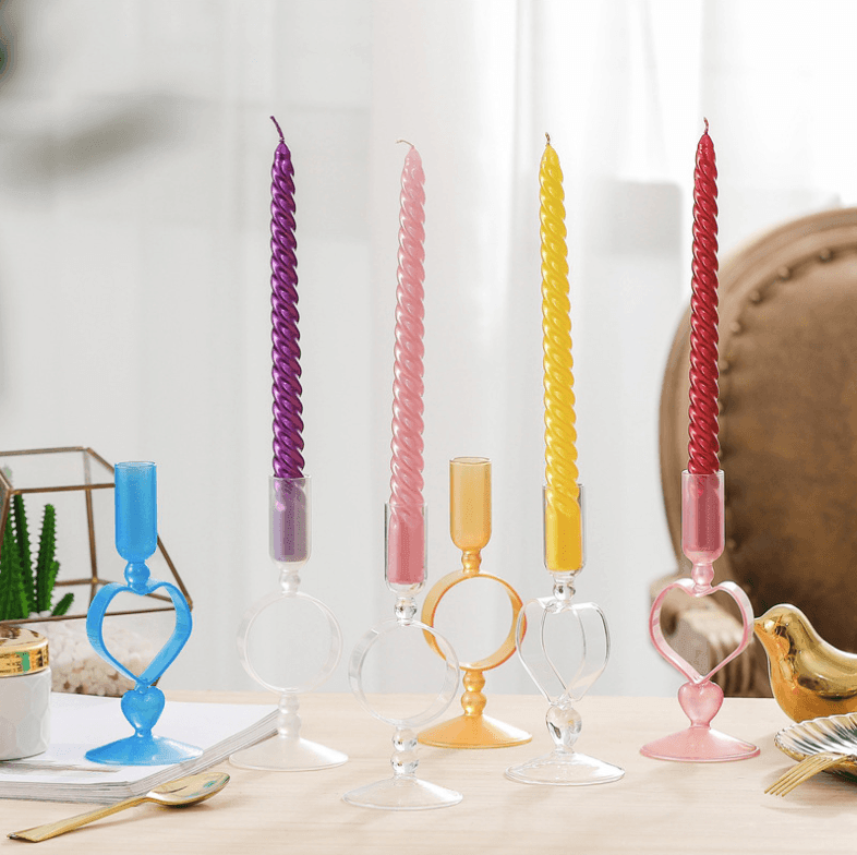 Ring/Heart Shape Glass Candlestick Holder - huemabe - Creative Home Decor