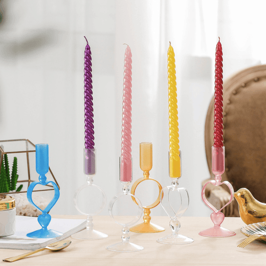Ring/Heart Shape Glass Candlestick Holder - huemabe - Creative Home Decor