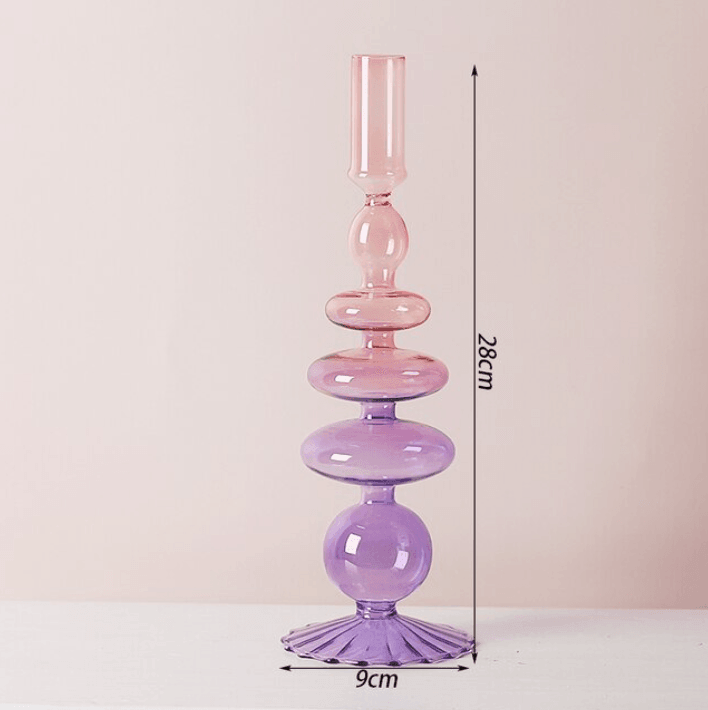 Two Color Glass Classic Craft Candlesticks Holders - huemabe - Creative Home Decor
